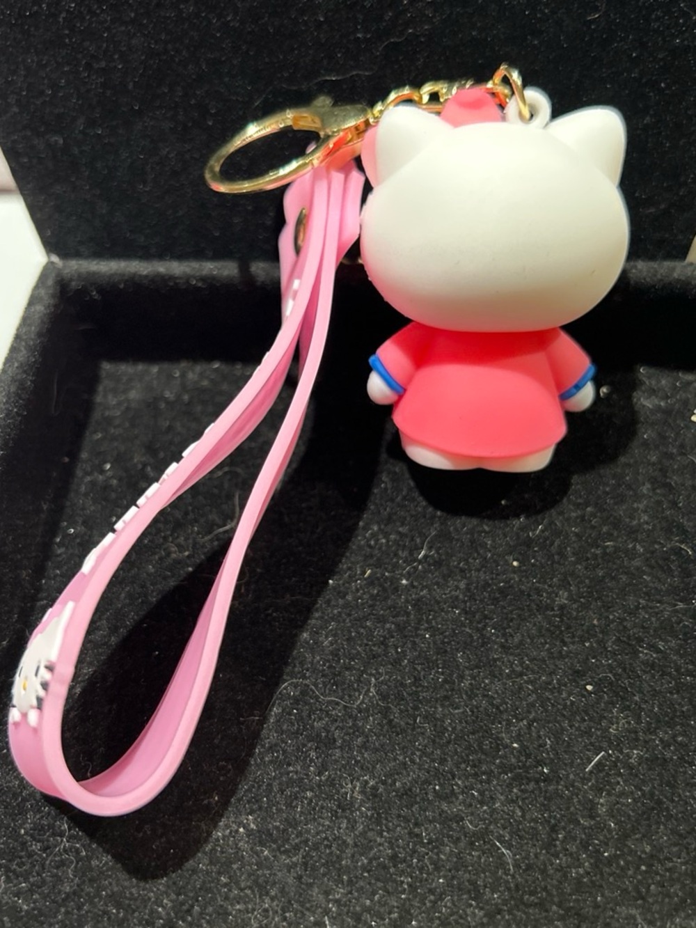 Hello Kitty Pink & White Bow Keyring Charm with Strap - Picture 2 of 2